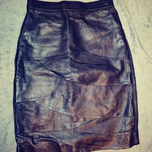 💯Leather Vintage Scaled Pencil Skirt